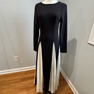 Elegant Black and White Long Sleeve Dress
